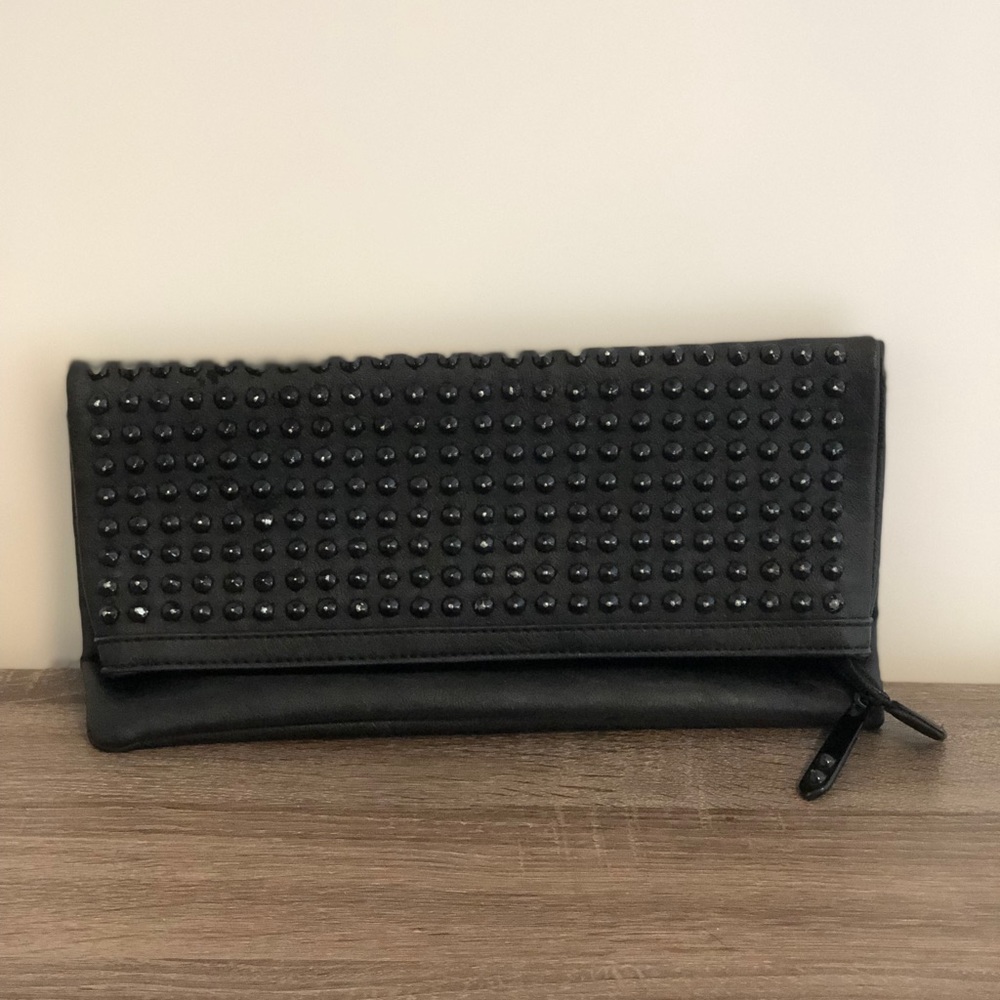 ALDO black studded clutch